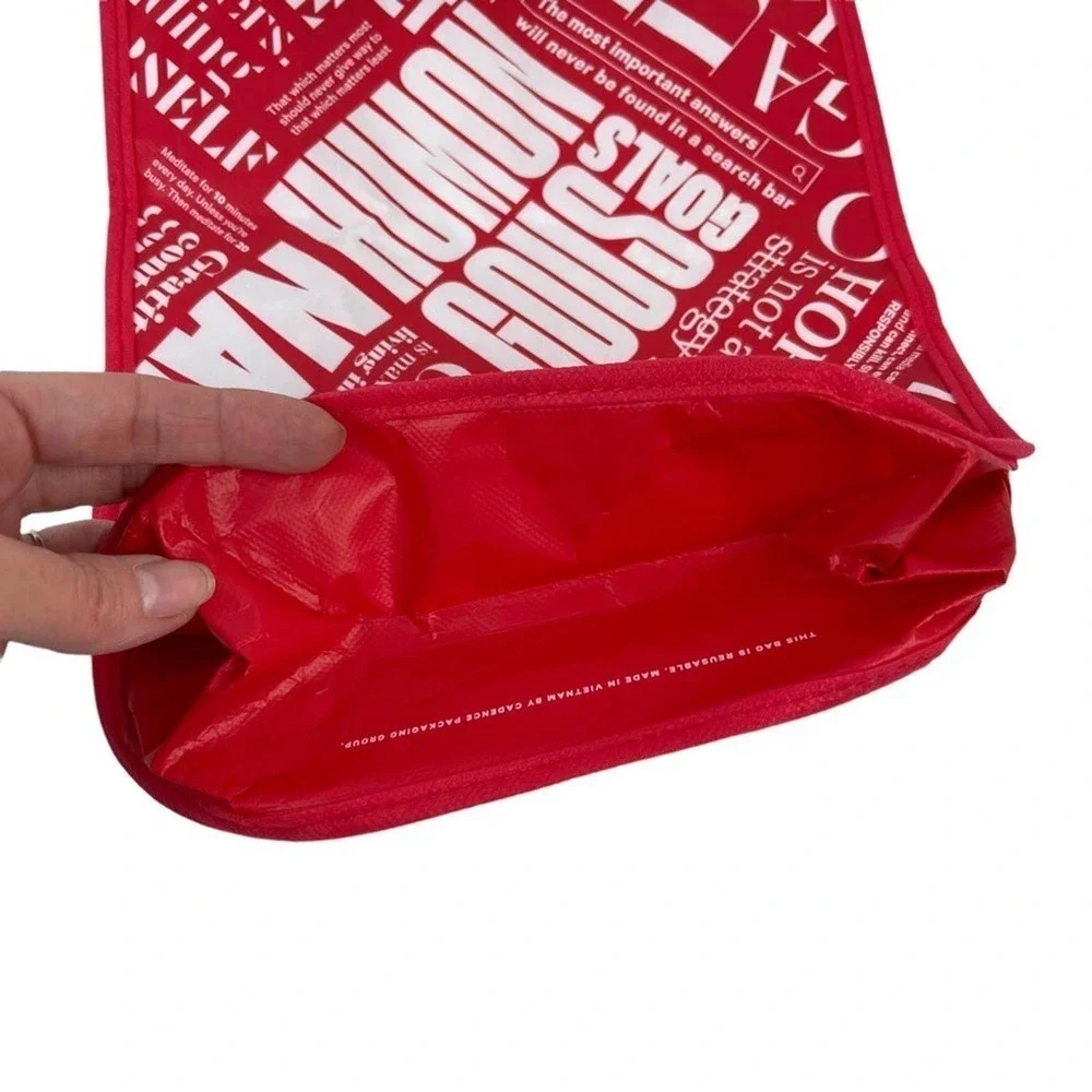 Lululemon Manifesto Dance Sing Floss and Travel Shopping Tote Bag Red White